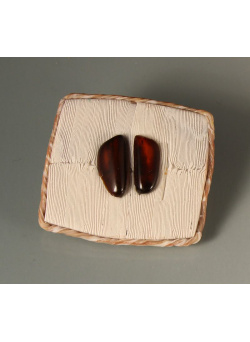 Faux Ivory Polymer Shawl Pin with Amber