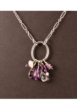 Amethyst, Moonstone and Crystal Quartz Cluster Chain Necklace