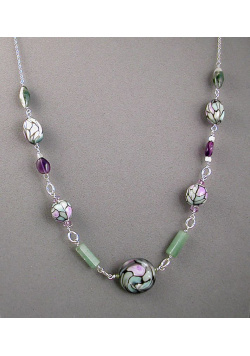 Stained Glass-look Polymer Chain Necklace