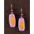 Lavender tab shape earrings with baroque gold accent and amethysts