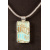 Turqoise and gold polymer mosaic rectangle, set in Sterling silver