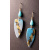 Double helix feather shape earrings with faux opal teardrops