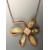 Substantial Copper and Brass Daisy Pectoral with Blue Chalcedony