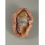 Oval floral cabochon pin with copper mesh bezel