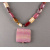 Moukaite Pillow Bead Necklace with Ghost Texture Pendant