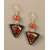 Small retro squares shield earrings in red, black, gold and silver