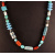 Artisan Turquoise Polymer Bead Necklace with Coral